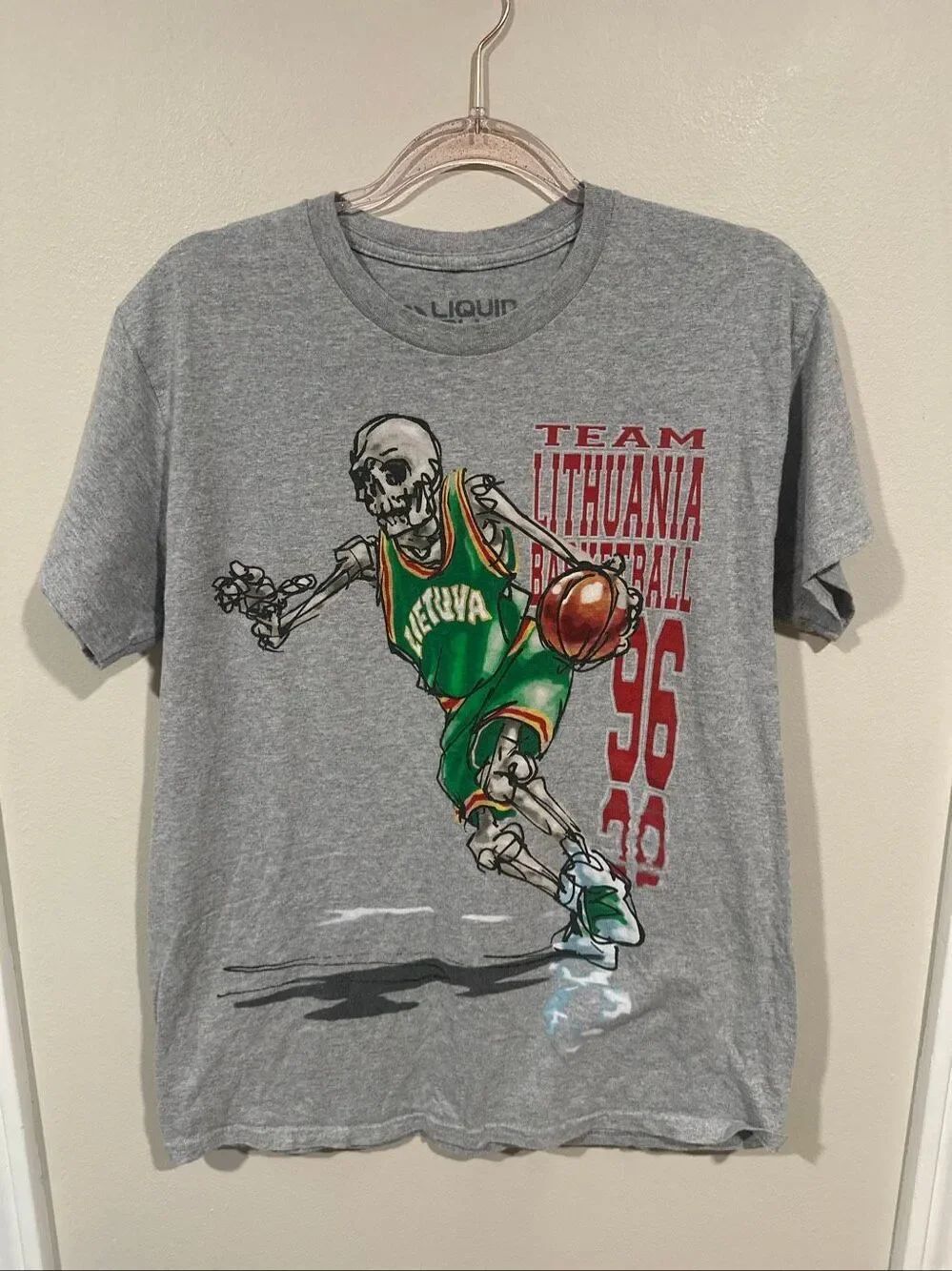 Liquid Blue Grateful Dead Lithuania Basketball 1996 T-Shirt Reprint Mens Medium